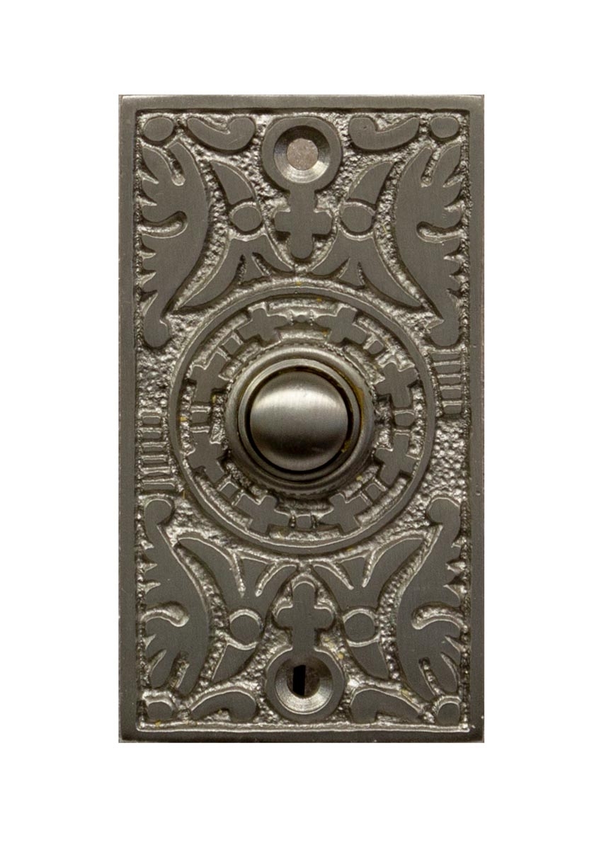 Ornate Satin Nickel Rectangle Doorbell Button