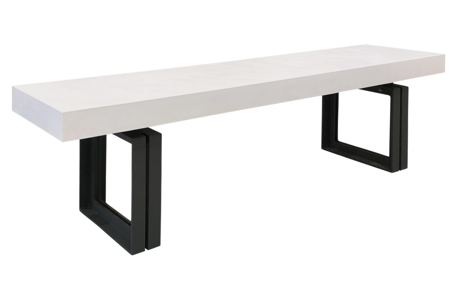 Seasonal Living Perpetual Concrete and Steel Senza Bench  Ivory White