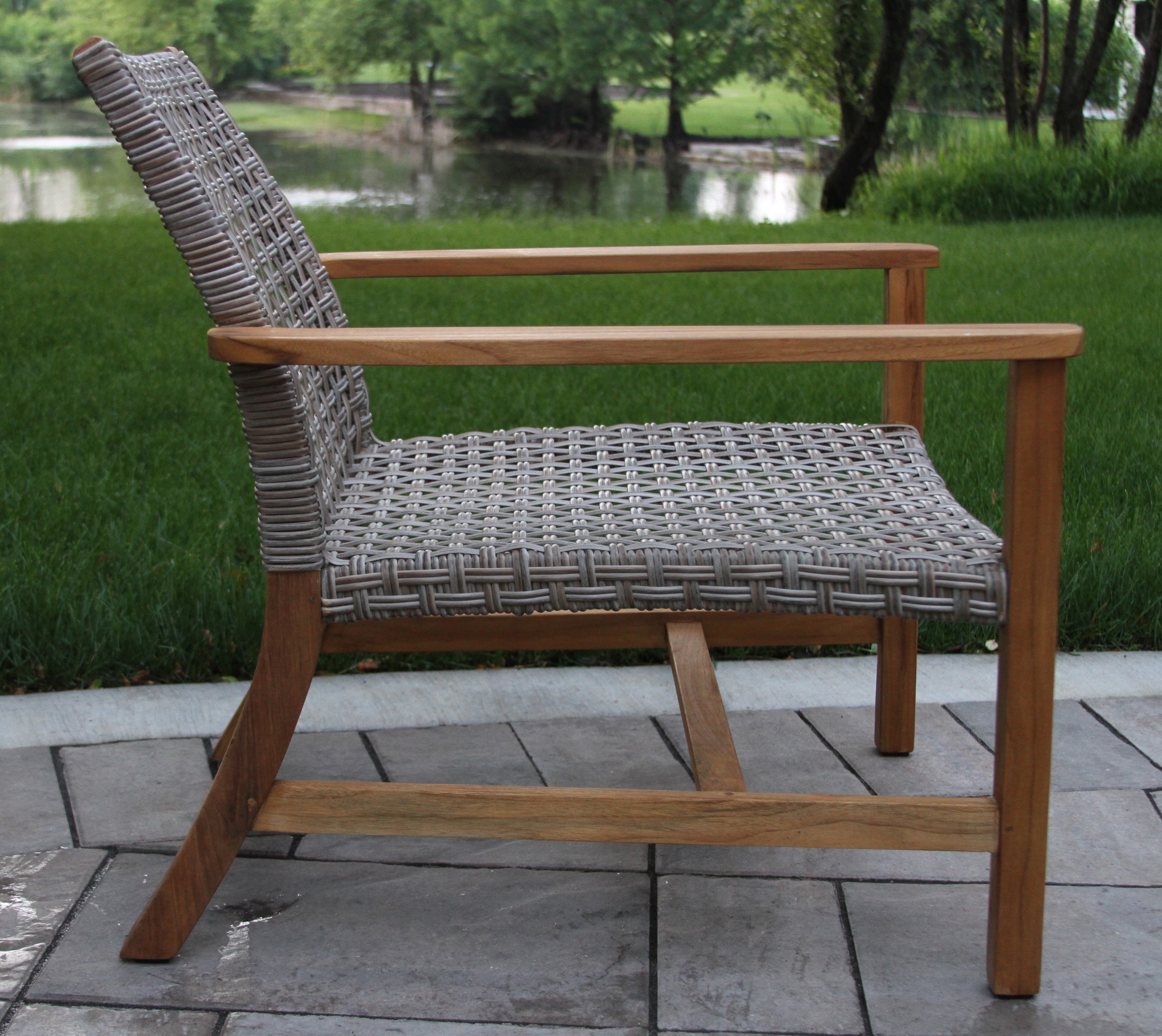 Outdoor Interiors Teak and Wicker Deep Seating Lounge Chair - Set of 2