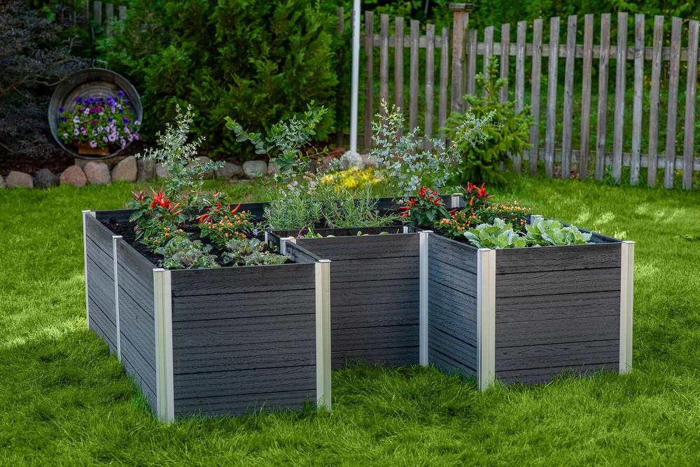 Vita Urbana 6'x6' Keyhole Gray Composting Garden Bed